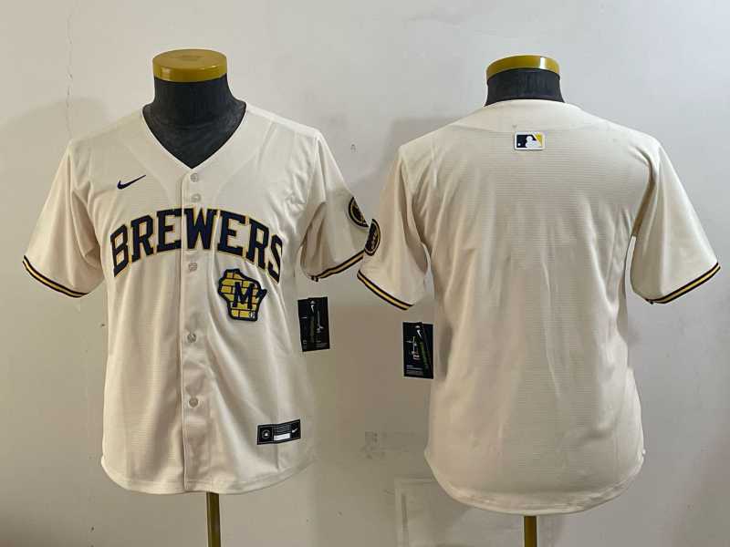 Youth 2026 Milwaukee Brewers blank cream Game Nike MLB Jersey 0915002->youth mlb jersey->Youth Jersey